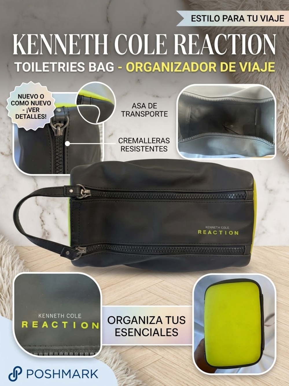 Kenneth Cole Reaction Black and Lime Toiletry Travel Organizer
